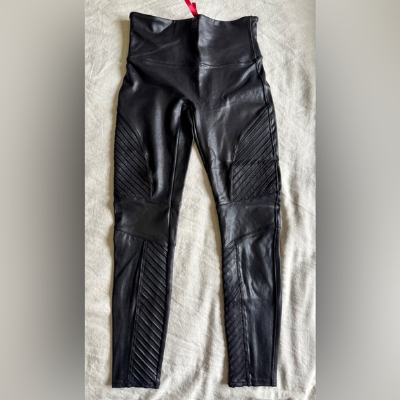 SPANX Pants - SPANX Black Faux Leather Moto Leggings